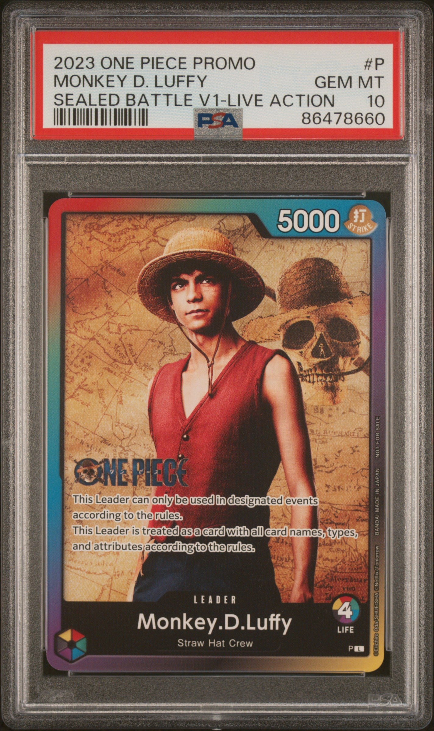 2023 One Piece Promo Sealed Battle V1-Live Action Monkey D. Luffy #P PSA 10
