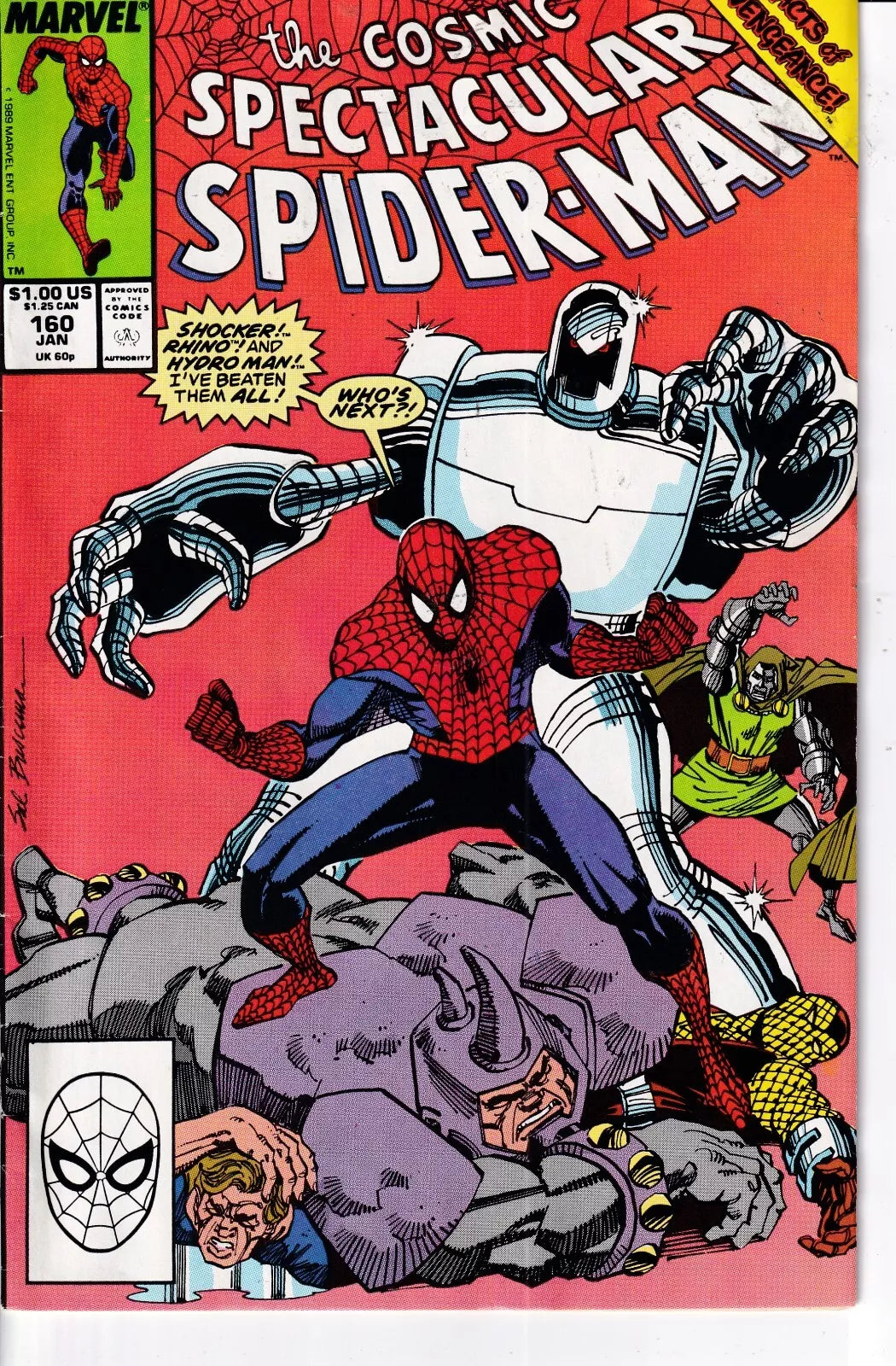 The Spectacular Spider-Man #160 - Jan 1990 - Vol.1 - Direct Edition - 8.0 VF