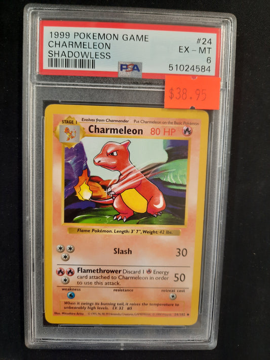 PSA 6 #24 Charmeleon Shadowless EX- 1999