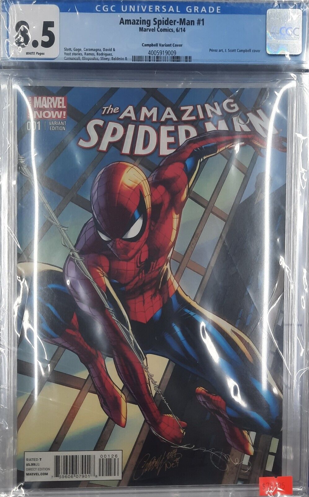 CGC 8.5 Amazing Spider-Man #1 Marvel Comics, 6/14 Campbell Variant Cover