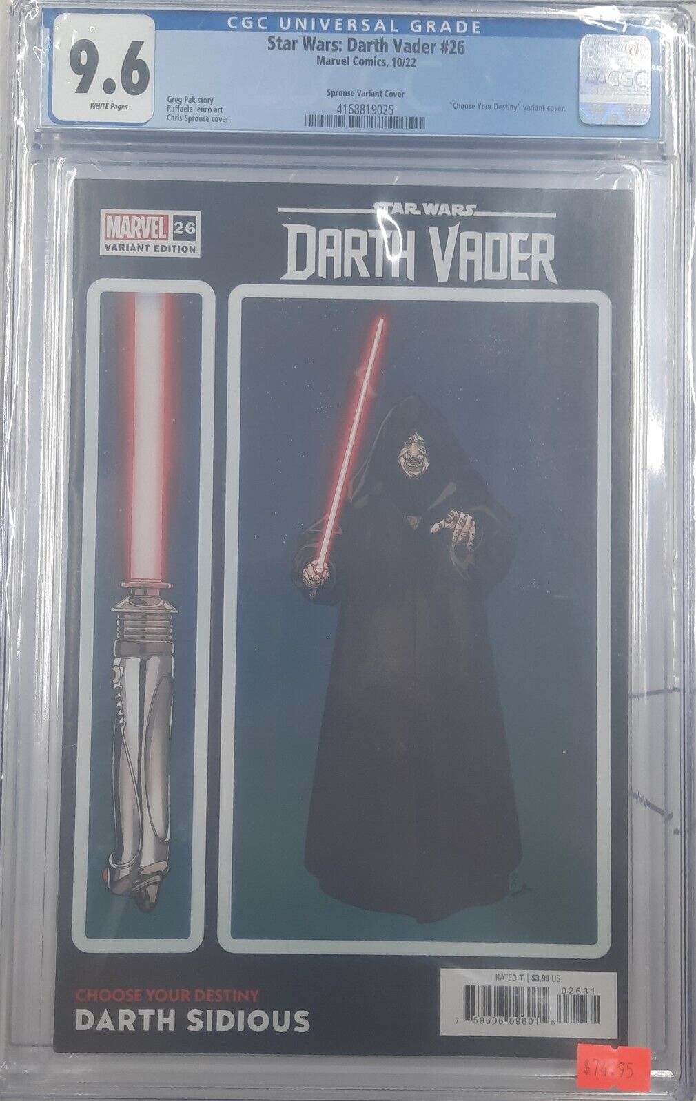 CGC 9.6 Star Wars: Darth Vader #26 Marvel Comics, 10/22 Sprouse Variant Cover