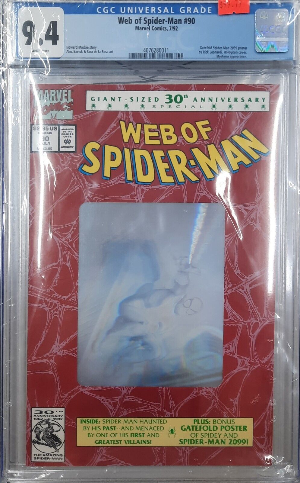 CGC 9.4 Web Of Spider-Man #90 Marvel Comics, 7/92